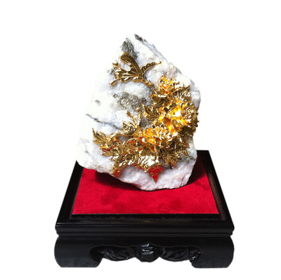 富貴花開黃金石 廈門漆線雕廠家承接批發(fā)加工與定制業(yè)務(wù)